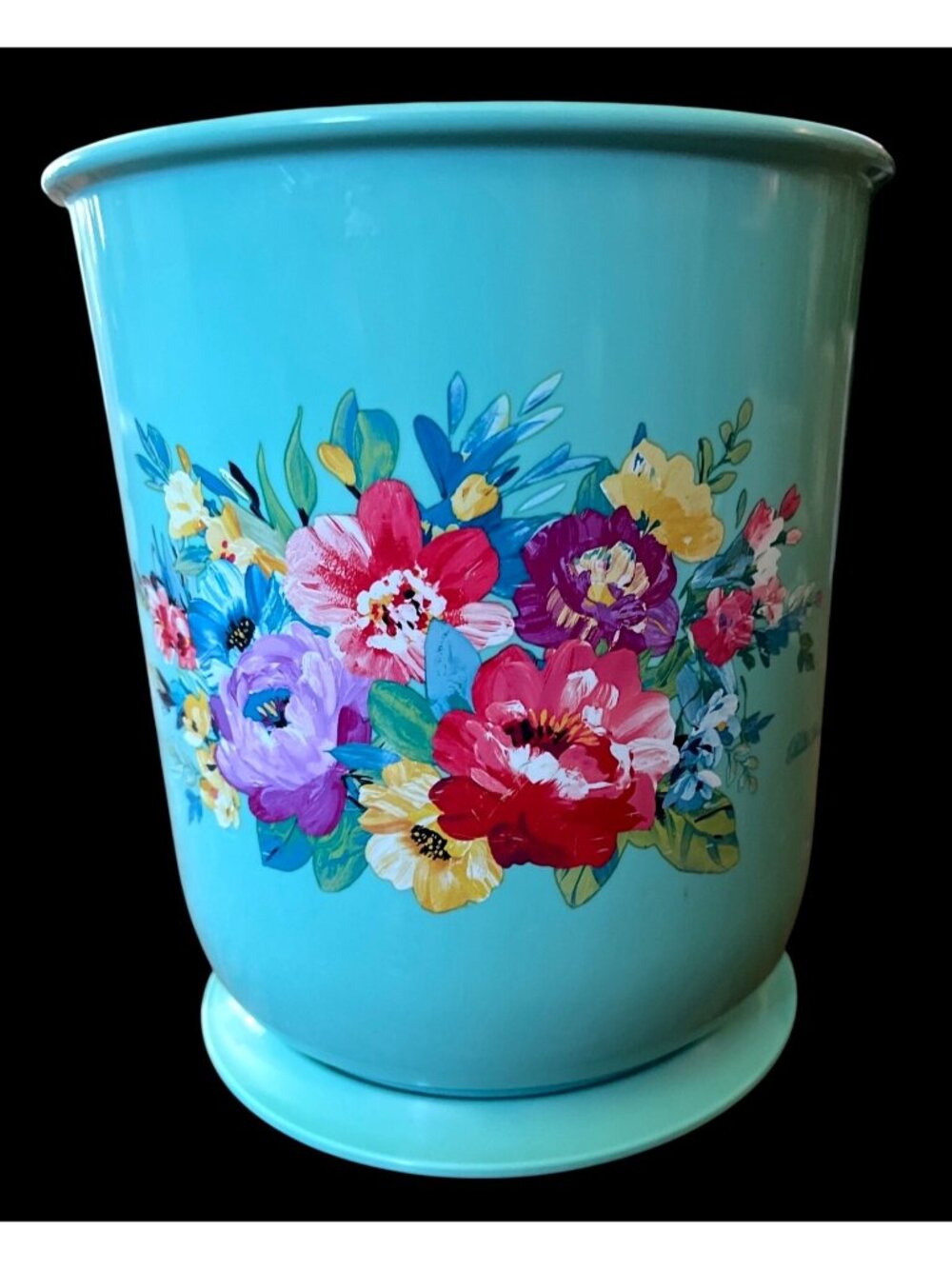 The Pioneer Woman Floral Organizer - Aqua Blue - 8" Tall - Plastic - Divided Int